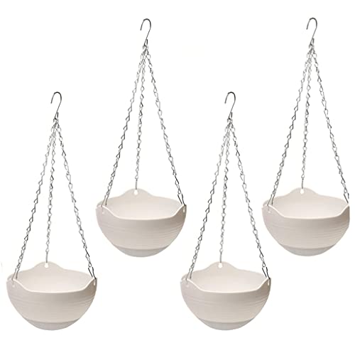 BBYYDS 4PCS Hanging Planters White Indoor Outdoor Planting or Storage Garden for Plants, Flower Pot Container