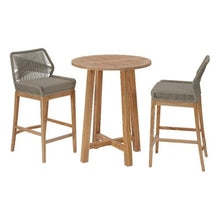Modway Wellspring 3-Piece Teak Wood Outdoor Bar Set Light Gray Greige