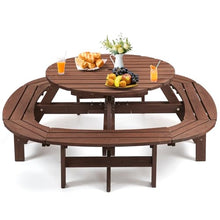 Zevemomo Round Picnic Table Wood for 10 People, Brown