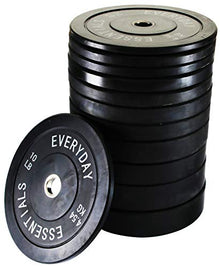 BalanceFrom Color Coded Olympic Bumper Plate Set with Barbell 370LB Black