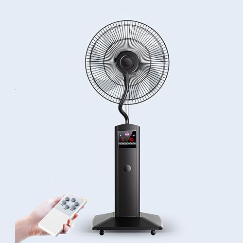 WNGJZZYC 17in/20in Misting Fans for Outside, 3 Levels of Wind Speed Adjustable 90° Swing, with Spray Function Fans That Blow Cold Air Pedestal, for Backyards(Black,44.5cm/17.5in)