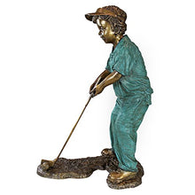 Design Toscano Gabe The Boy Golfer Cast Garden Statue Two Tone Bronze & Verdigris