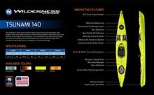 Wilderness Systems Tsunami 140 Sit Inside Touring Kayak Phase 3 Air Pro Seating Infinite Yellow