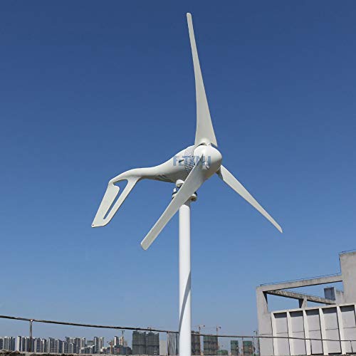 NINILADY 500W Horizontal Wind Turbine Generator with 3/5 Blades 12V 24V 48V Free Charge Controller for Home Use Windmill Energy (12V, with MPPT Controller)