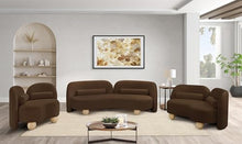 Meridian Furniture 44002Brown-L Daphne Collection Art Deco Loveseat with Rich Brown Velvet Fabric, Solid Wood Ball Legs, Solid Wood Inner Frame, 64" W x 34.5" D x 29" H, Brown