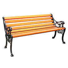 ERoomQ Outdoor Garden Bench,Balcony Garden Wooden slatted Bench with backrest, Cast Iron Frame and anticorrosive Solid Wood Seats (Anticorrosive Solid Wood 120cm)