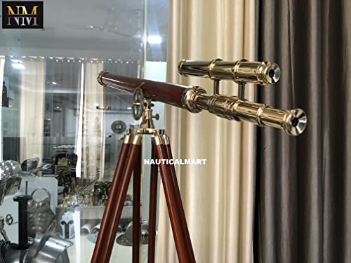 NauticalMart Floor Standing Solid Brass/Leather Griffith Astro Telescope 64