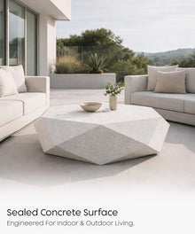 eldimer no.103 GFRC Concrete Coffee Table 35.4” - Handcrafted Round Modern Architectural Table, Weather Resistant, Indoor & Outdoor, 125 lbs Solid Cement Construction for Patio or Living Room