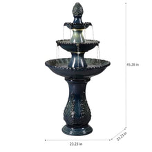 3-Tier Black Ceramic Fountain, Decorative Water Fountain with LED Lights and Quiet Pump, Indoor Outdoor Water Feature for Patio, Garden, Deck, Balcony, Office and Home Décor