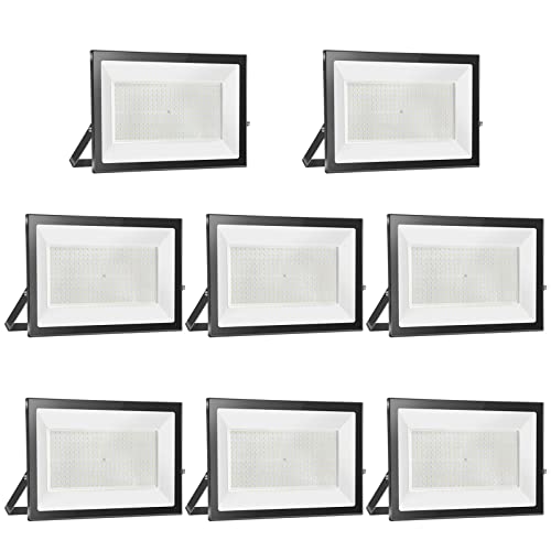LED-Projektor für den Außenbereich: 500 W, superheller Projektor, 6000 K, Kaltweiß, 50000 lm, IP65, Wasserdicht, verstellbar, mit Klemme für Garten, Garage