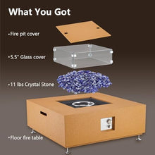 Outdoor Fire Pit Table for Patio Propane fire Table Outside Gas Square Metal Rectangular