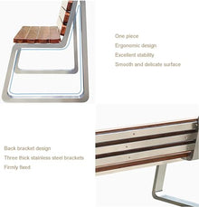 ERoomQ Outdoor GThe Bench,GThe Bench Seat Patio Chairs, Weatherproof Patio Bench with Stainless Steel Frame and Anticorrosive Wood, Maximum Load of 600kg (with Backrest)
