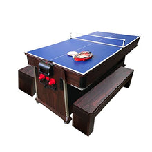 SIMBASHOPPING USA 7FT Multigame Pool Table with Air Hockey, Table Tennis, Red Brown