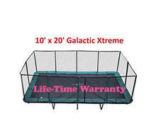 Galactic Xtreme Gymnastic Rectangle Trampoline with Safety Net, Commercial Grade, 750 lbs Capacity, 10x20 Ft, Black and Green