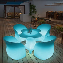 PAOOPA LED Light Up Bar Table, Light-Emitting Negotiation Table and Chairs Bar Table, Balcony Outdoor Bar Light-Emitting Furniture, One Table and Four Chairs (Without Glass)