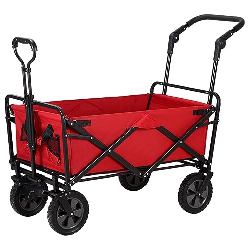 PUCNHZYNW Camping Trolley Cart Outdoor Folding Utility Wagon 4 Wheeled Camping Cart Utility Garden Trolley Handcart for Beach Picnic Transport Outdoor