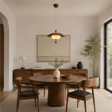 THJS8 Retro Sector Pendant Light Fixture, Brown Acrylic with Cream Globe