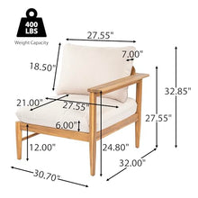 Christopher Knight Home Terassi Acacia Wood Outdoor 4 Seater Sofa with Cushion, Solid Wood Patio Sofa with Removable Cushion, Outdoor Modular Sofa Couch for Patio Furniture Set, Beige+Light Teak