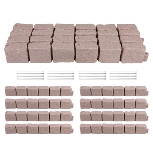 Generic Faux Stone Landscape Edging Decorative Stone-Look Garden Border with 24 Pieces Spikes 12pcs for DIY Outdoor Yard Landscaping