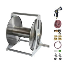 HBOOMOEM Stainless Steel Metal Water Pipe Storage Rack Frame，Portable Wall/Floor Mounted Metal Water Hose Reel，Suitable for Yards, Lawns, Farms, and Terraces.(B,39.5 * 26 * 37CM_40M)