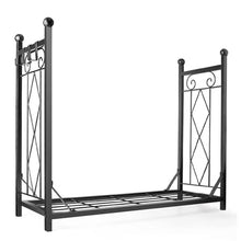 DJVHSRI 26.2Inch Metal Firewood Rack for Fireplace, Antique Log Rack Holder, Outside Firepits Shelf for Back Yard Deck, Black,