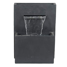 UKN Cement Modern Rectangular Outdoor Fountain Grey Contemporary Polyresin Stone
