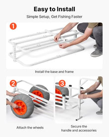 VEVOR Beach Fishing Cart, 350 lbs Load Capacity, Fishing Cart Wagon with Heavy-Duty Aluminum Alloy Frame, 16.5 in All-Terrain PU Balloon Tires, 8 Rod Holders, for Outdoor Activities Camping Picnic