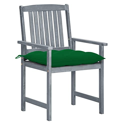 GFMGUEMV Garden Chair Set of 4 Gray Solid Acacia Wood Durable for Outdoor Patio and Balcony Seating with Cushions