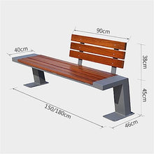 Parking Patio Seat, Outdoor Bench with Backrest, Park Bench with Steel Construction and Thickened Slat Seats, Modern, Durable Leisure Seats for Patio, Garden, Path, Yard, Deck Seating for the A