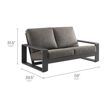 Modway Lirienne Aluminum Outdoor Loveseat in Smoke Gray - Weather-Resistant Modern 2-Seater Patio Couch with Removable Cushions