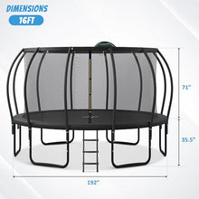 EMKK 15FT Trampoline for Kids with Safety Enclosure and Basketball Board Black Pumpkin Shaped