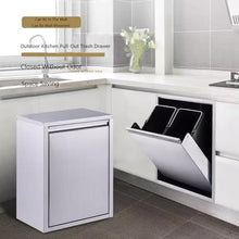 XBTGS Pull-Out Trash Drawer for Outdoor Kitchen - Stainless Steel Tilt-Out Cabinet, Perfect for BBQ Island Grill Station，15L，15L