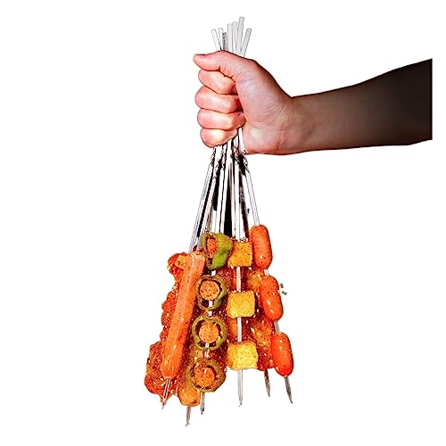 SPXTOM Flat Metal Threaded Barbecue Skewer, Anti-Scald, Non-Slip, Grilling Skewers, Reusable, Kitchen BBQ Pin, for Meat Shrimp Chicken Vegetable, 30-1000pcs (Size : 1000)
