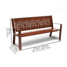 tanyunji001 Garden Benches Steel Openwork Garden Backrest Bench with Armrests for Outdoor Balcony(Small)