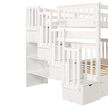 Harper & Bright Designs Full Over Full Bunk Bed with Storage Drawers and Stairway Shelves White