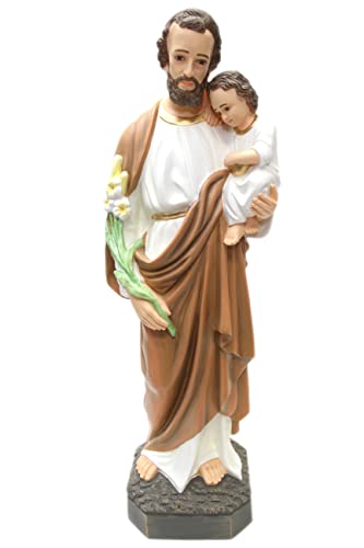 Vittoria Collection 38 Inch Saint St Joseph with Infant Jesus Italian Statue Sculpture Figurine Indoor Outdoor Garden Made in Italy