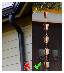 WKNHHL Rain Chain, Copper Tea Cup 5 Cups/M Adjustable Length Multiple Sizes,1.5 m (4.9ft)