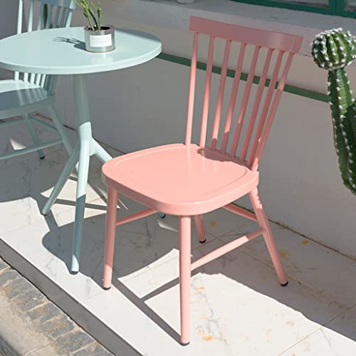 JIQHOHX 3 Pcs Outdoor Iron Bistro Set, Metal Indoor-Outdoor Table Set 2 Vertical Slat Back Chairs Dining Room Set for Porch, Deck, Garden, or Balcon