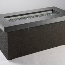 Outdoor GreatRoom Co Propane Fire Pit Table - Key Largo Gas Fire Pits for Outside Patio - 48 Inch Rectangular Concrete Firepit Fire Table, Stucco Base, Glass Tabletop Cover, 80,000 BTU - Black