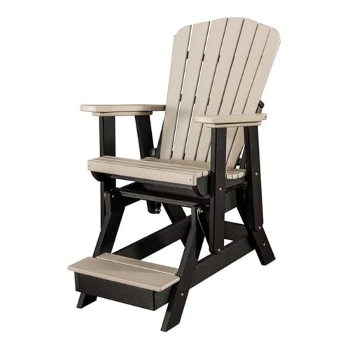 American Furniture Classics OS Home and Office Model 516WWBK Fan Back Balcony Glider in Weatherwood with a Black Base