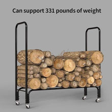 DJVHSRI Portable Structurally Stable Firewood Rack, Heavy Duty Logs Holder for Outdoor Indoor Fireplace, Wood Rack with Universal Wheels,