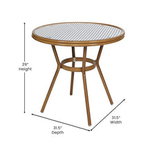 EMMA + OLIVER Soie Bistro Set Navy & White Rattan with Natural Frame