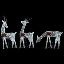 6 Pcs LED Lighted Reindeer Set, Outdoor Christmas Deer Decoration, Cold White Mesh Yard Figures with Red Bows, 8 Lighting Modes, USB Powered for Holiday Garden Decor