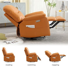 HTERWQEA Power Swivel Recliner with 270° Rotation and Leather Upholstery