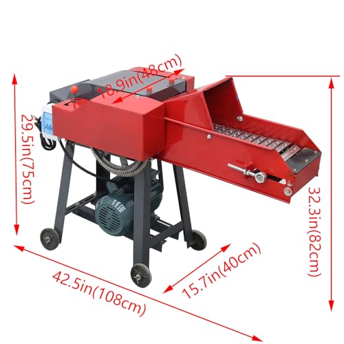 INTSUPERMAI 4-Blade Hay Cutter Pulverizer with Conveyor Belt Red