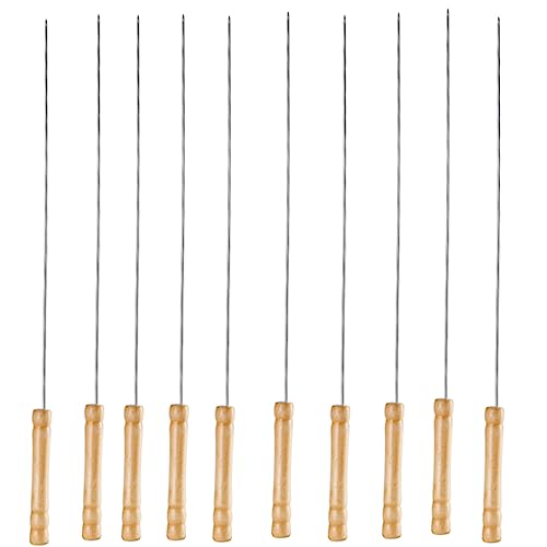 NYTFHMS Skewers Grilling with Wooden Handle, Stainless Steel BBQ Needle Sticks, Anti-Slip, Anti-Scald, for Meat Shrimp Chicken Vegetable,Size_name-500