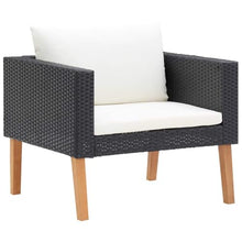 RJPLMFV 4 Piece Patio Lounge Set with Cushions Poly Rattan Black