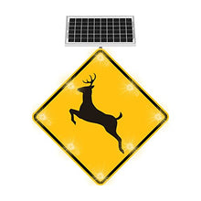 Generic 24" Solar Powered LED Flashing Deer Crossing Sign Yellow