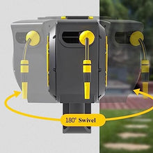 GLigeT Hose Pipe Holder Garden Hose Reel Wall Mounted, 30M/100Ft Auto Retractable Hosepipe Wall-Mounted Portable 180° Swivel Hose Box with Spray Nozzle and Hose Hose Pipe Hanger