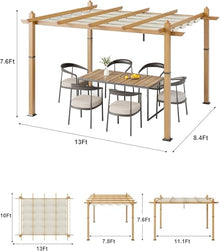 Babevy Babevy Aluminum Flower Trellis Pergola with Retractable Canopy, Waterproof, UV Protection, Rust-Resistant, Adjustable Shade Outdoor Gazebo for Climbing Plants